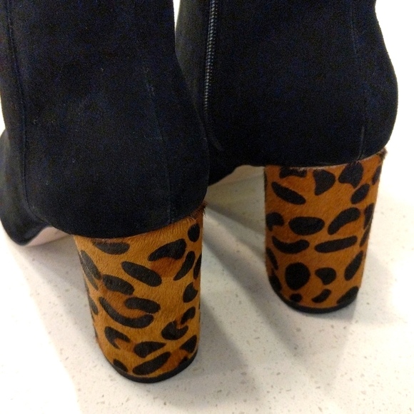 Sole Society Block Heel Animal Print and Black Suede Ankle Booties Sz 10 - Picture 3 of 8